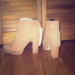 Tan Suede Tassle Booties